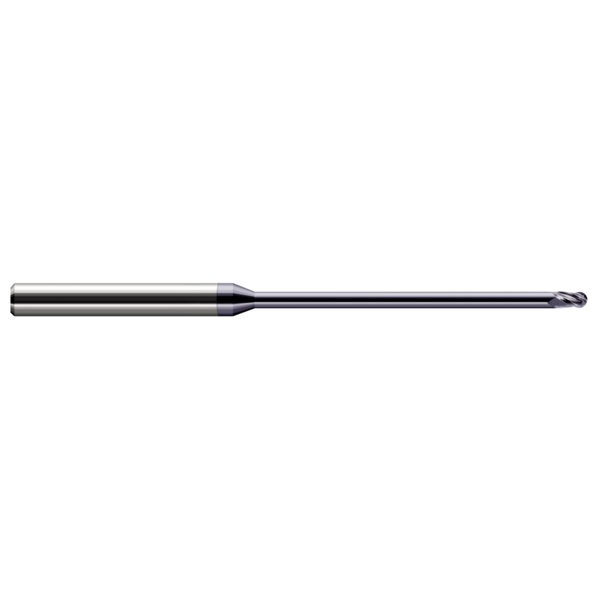 Harvey Tool Miniature End Mill - Ball - Long Reach, Stub Flute, 0.0930" (3/32), Finish - Machining: AlTiN 59493-C3